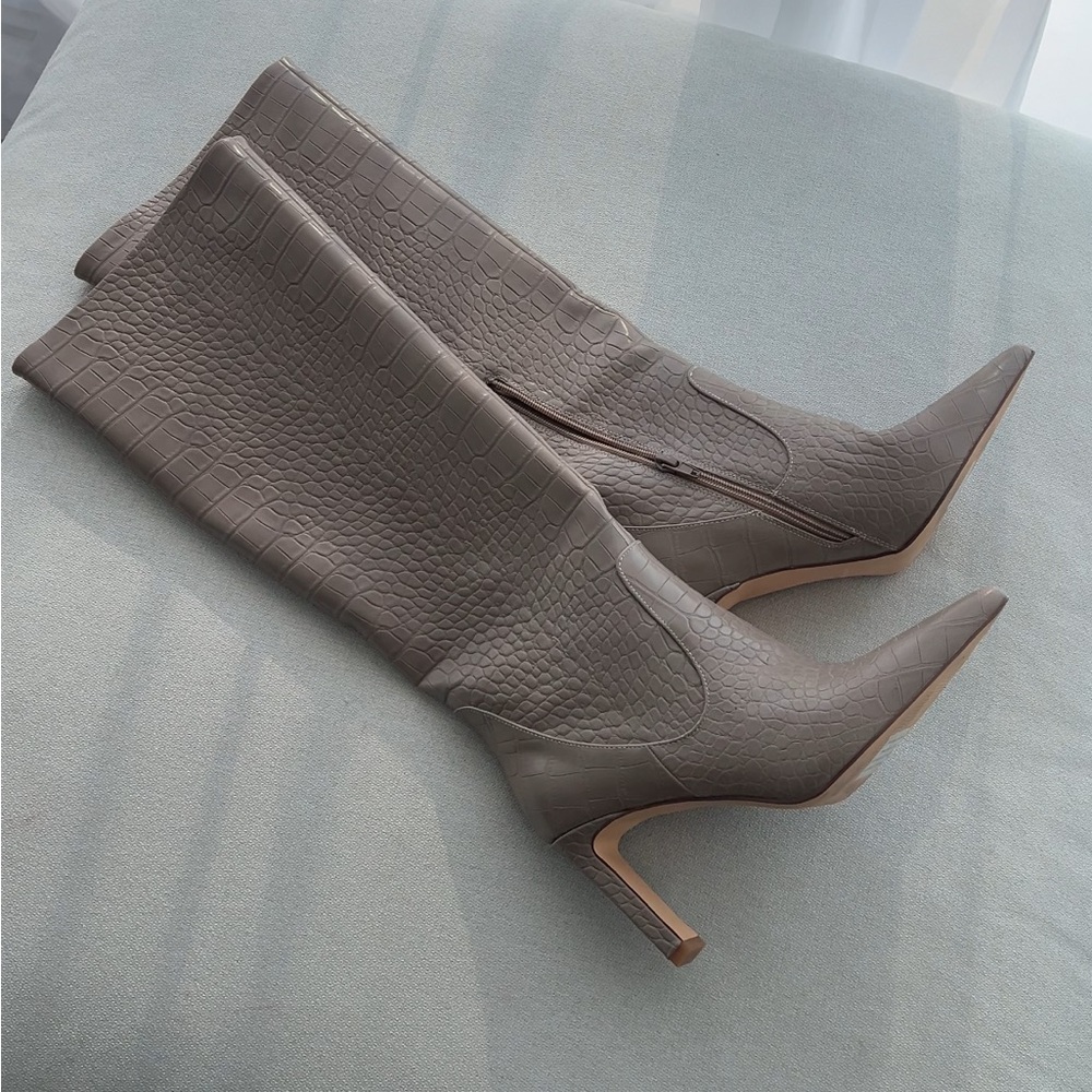 New Croc-Embossed Knee-High Boots